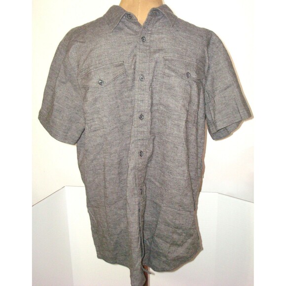 New Mens M Prana Hemp Slate Green Merger Shirt Button Down Slim Zip pocket NWT - Picture 1 of 9